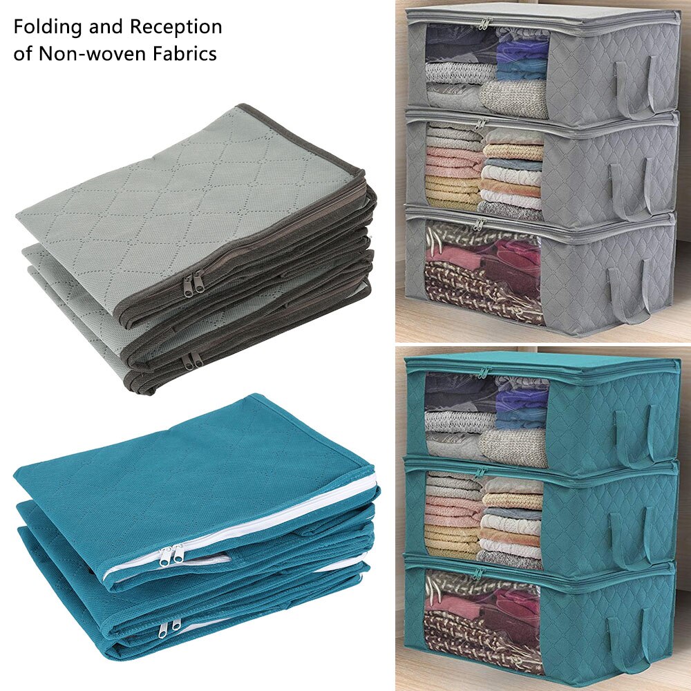 Foldable Transparent Side Clothes Storage Box 3 pcs Set