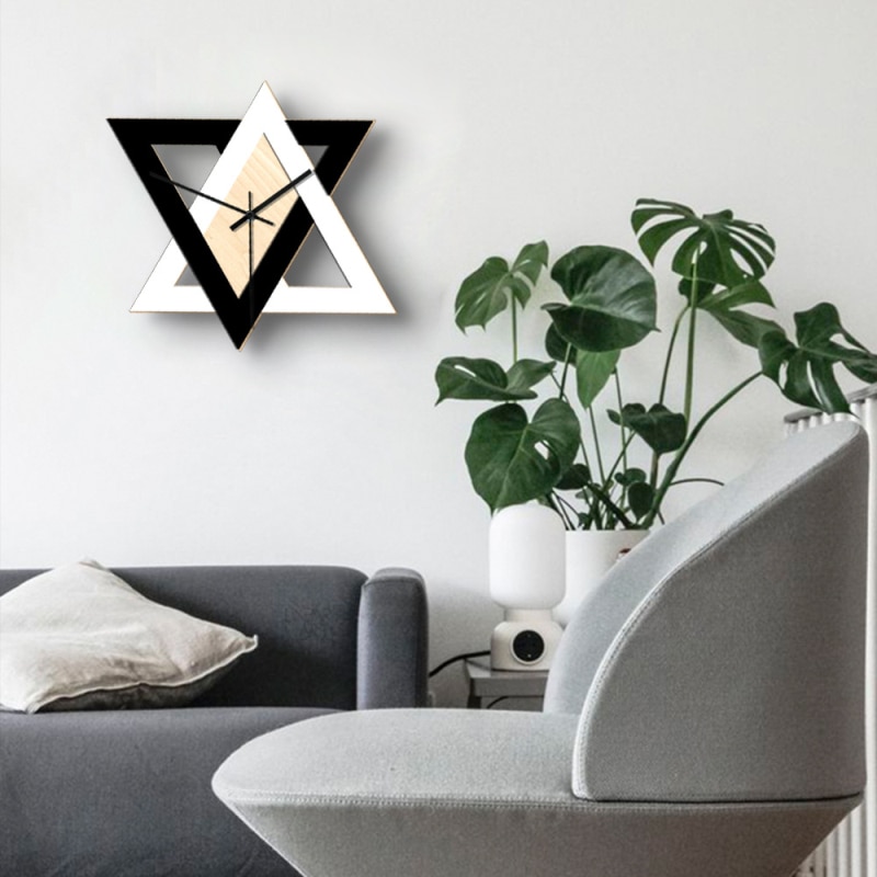 Dual Triangle Wooden Wall Clock