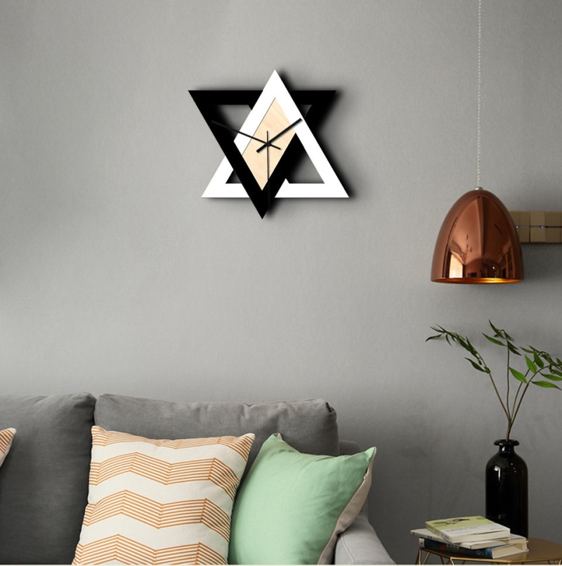Dual Triangle Wooden Wall Clock